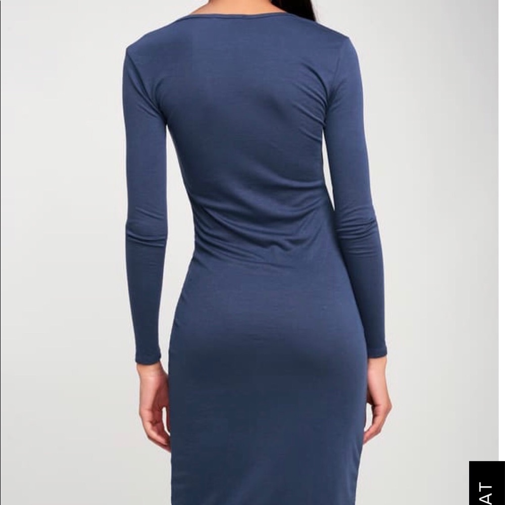 Lulus Ribbed Snap Front Midi Dress - Picture 2 of 5